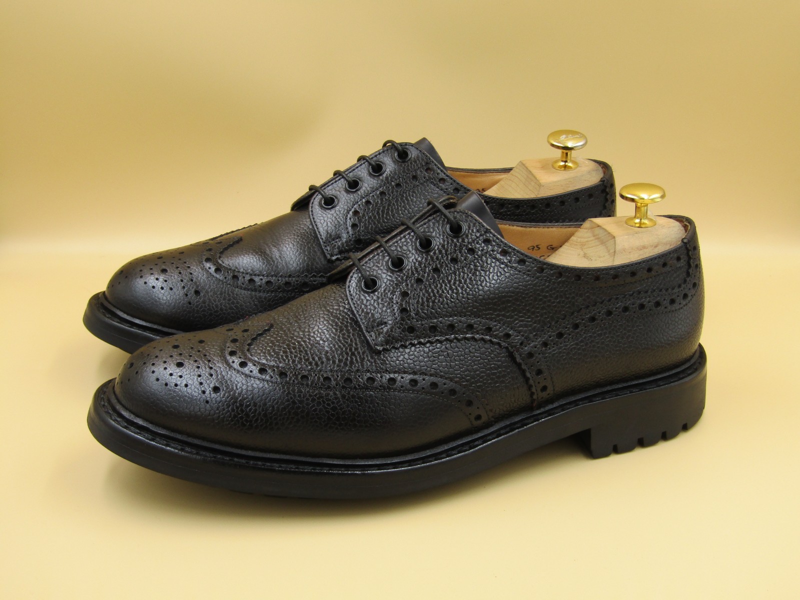 Church’s Custom Grade McPherson Black Pebble Grain Brogue Derby Shoes UK 9.5 G