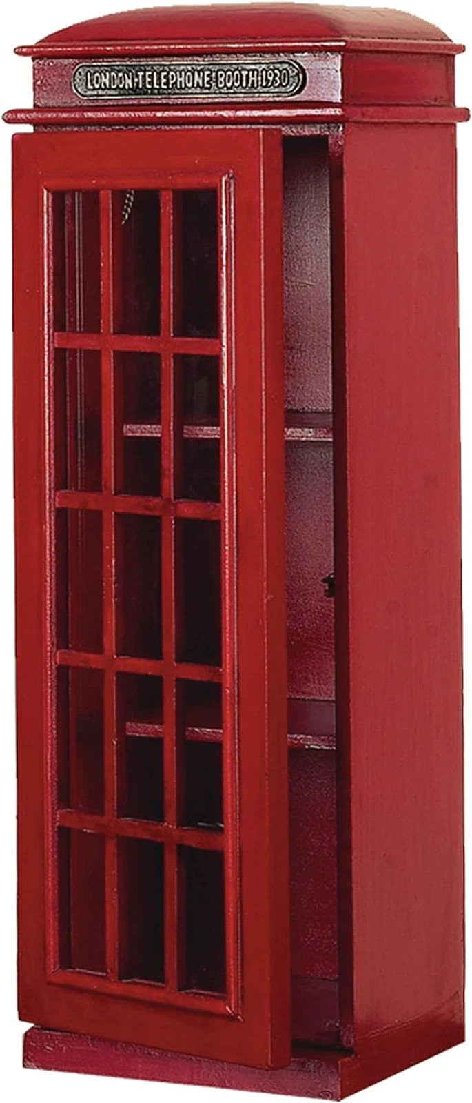 Vintage London Booth Red Wooden Storage Cabinet with 2 Shelves Vintage London Booth Red Wooden Storage Cabinet with 2 Shelves