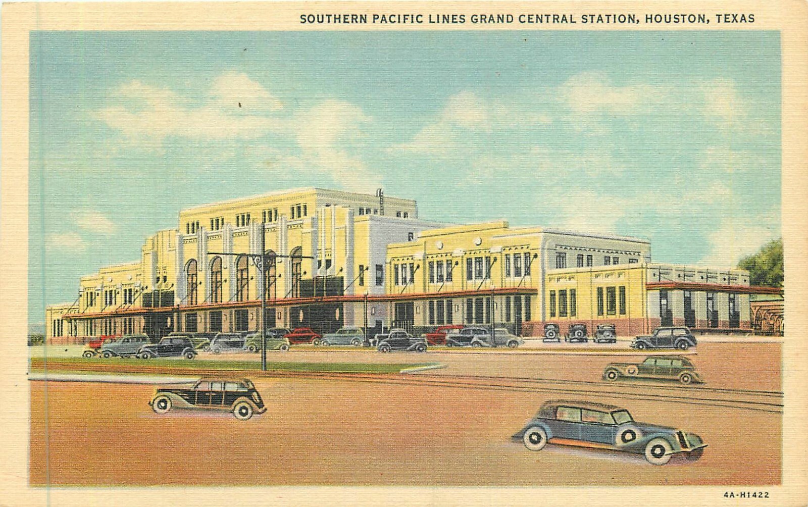 HOUSTON TEXAS GRAND CENTRAL RAILROAD STATION SOUTHERN PACIFIC LINES 1934 P/C HOUSTON TEXAS GRAND CENTRAL RAILROAD STATION SOUTHERN PACIFIC LINES 1934 P/C