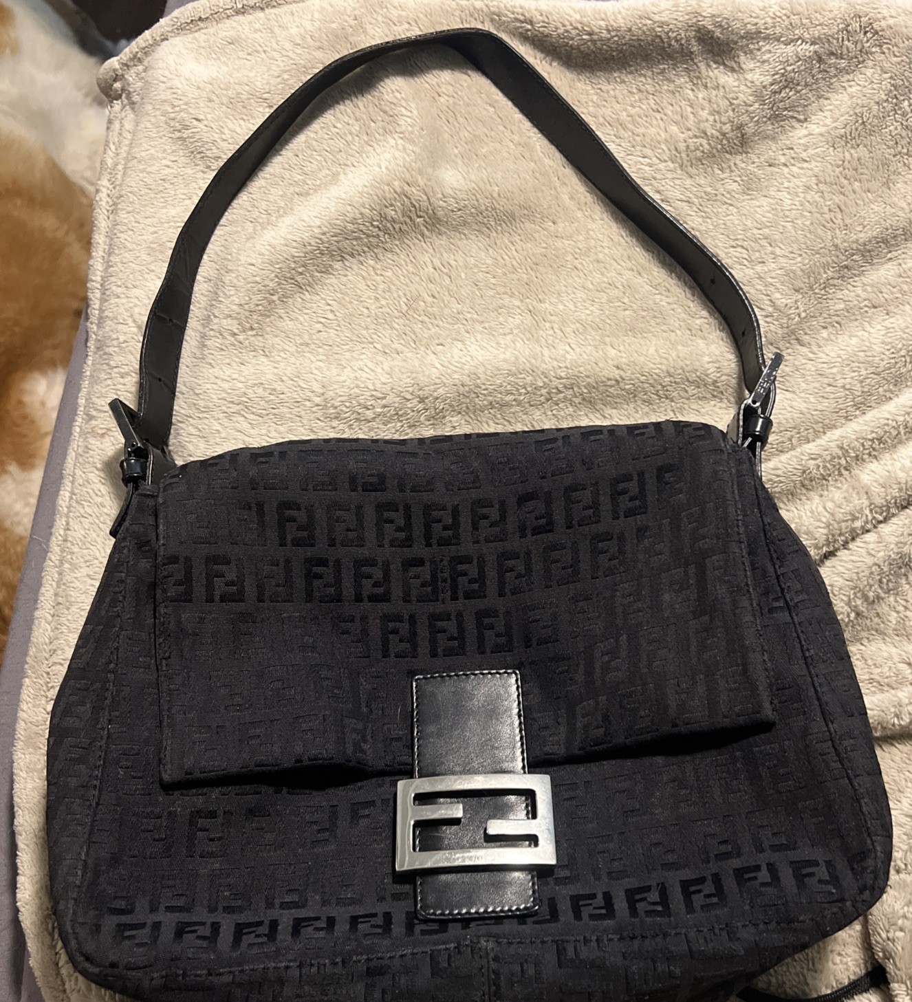 Vintage Fendi Zucchino Forever Mama Shoulder Bag in Black Vintage Fendi Zucchino Forever Mama Shoulder Bag in Black