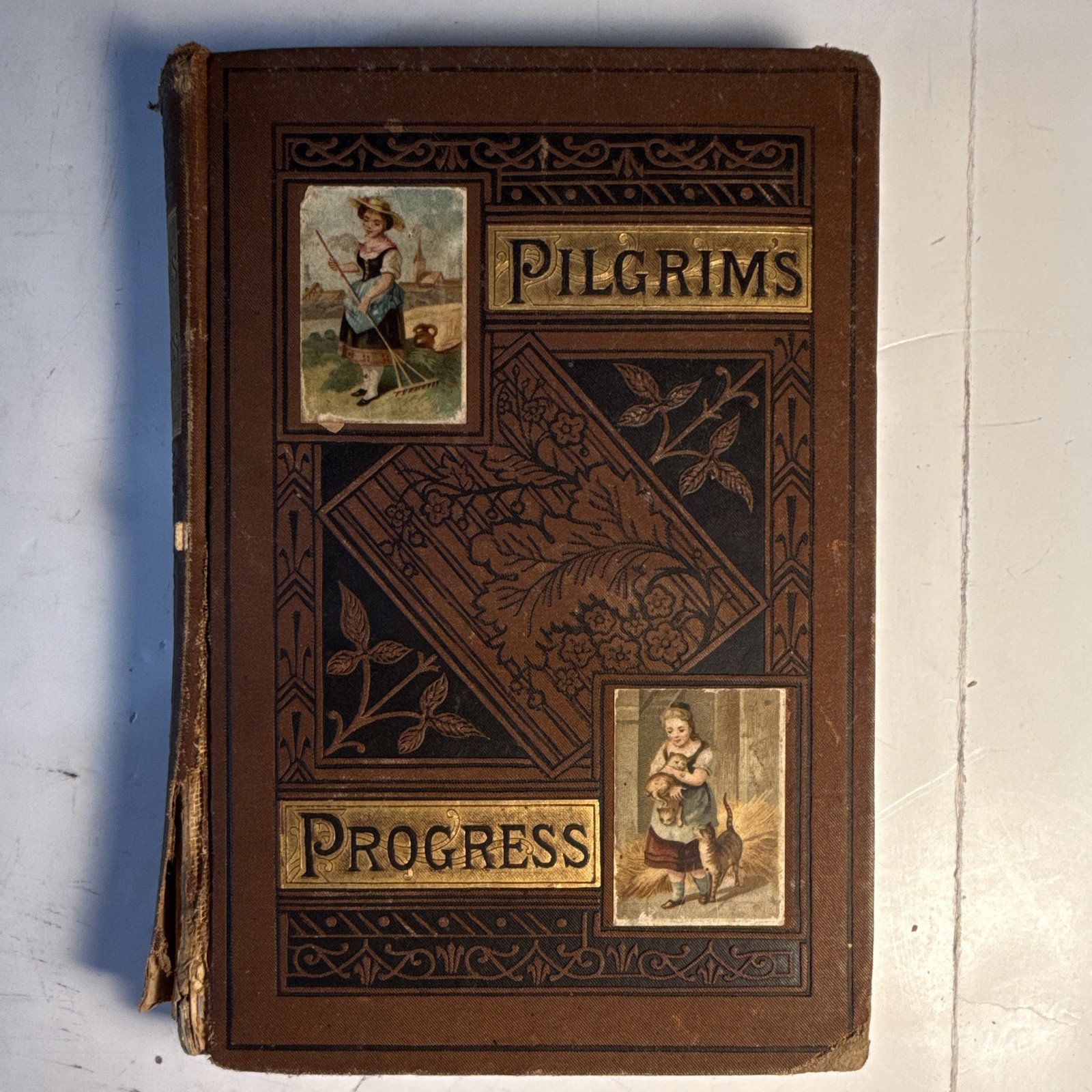 Antique c1870 Pilgrim’s Progress John Bunyan Routledge Victorian Book rough Antique c1870 Pilgrim’s Progress John Bunyan Routledge Victorian Book rough