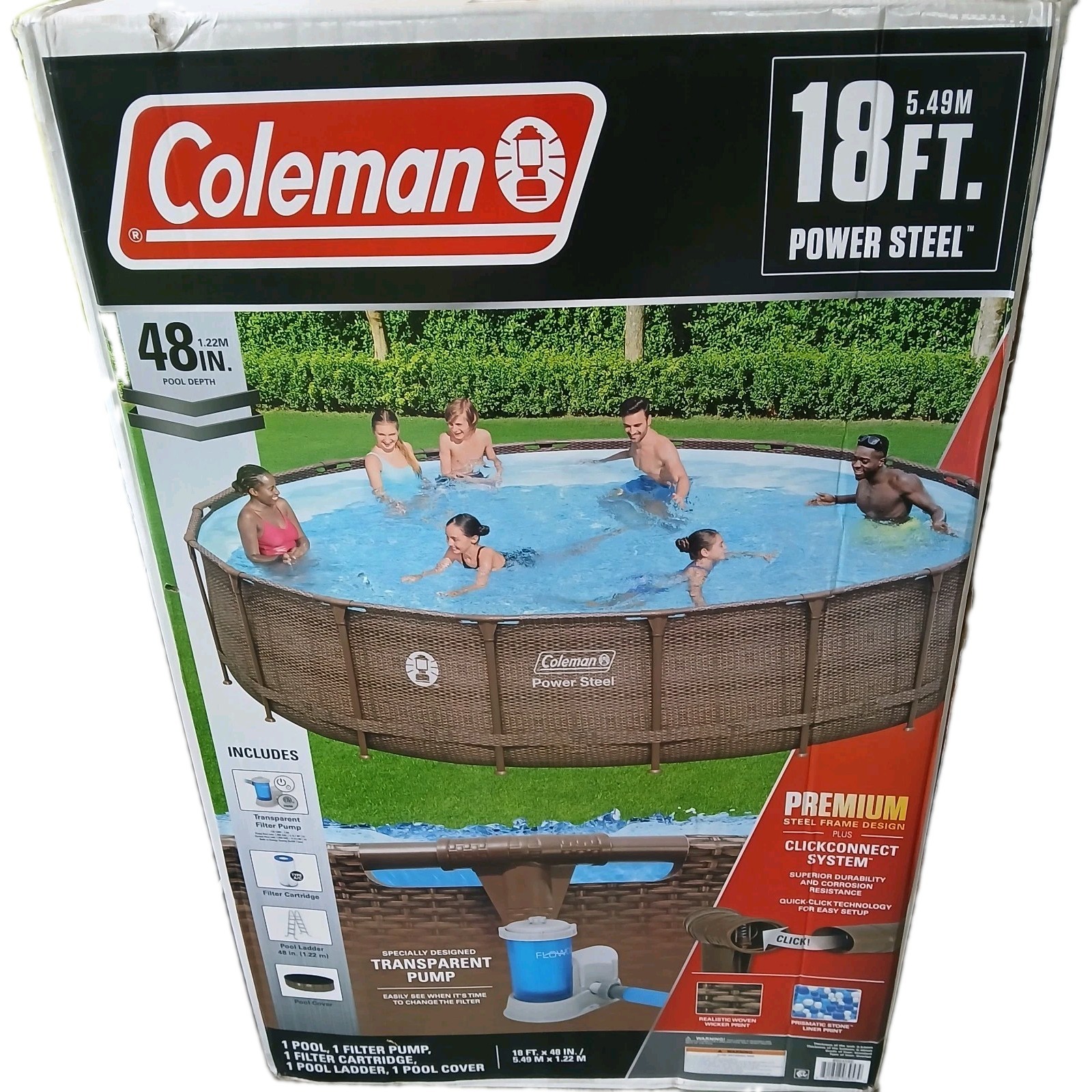 NEW Coleman Power Steel Deluxe Above Ground Swimming Pool - 18ft x 48in