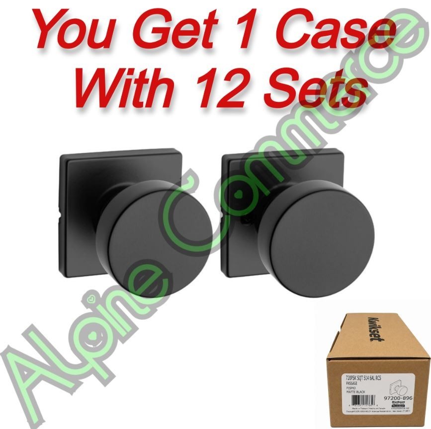 *12-Sets* Kwikset Passage Pismo Closet & Hallway Handle Matte Black 97200-896 *12-Sets* Kwikset Passage Pismo Closet & Hallway Handle Matte Black 97200-896