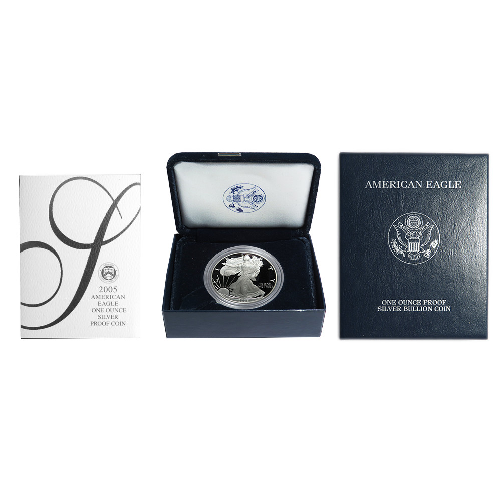 2005-W Proof $1 American Silver Eagle Box, OGP & COA 2005-W Proof $1 American Silver Eagle Box, OGP & COA