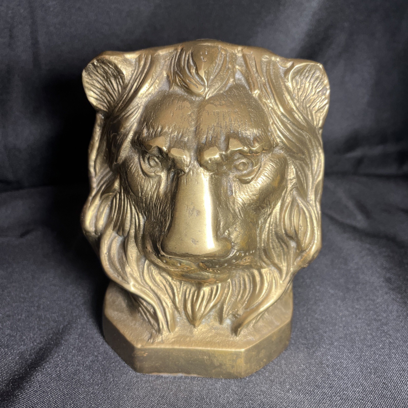 Vtg Gatco Lion Head Bookend 1 Piece Heavy Antique Brass Korea Vtg Gatco Lion Head Bookend 1 Piece Heavy Antique Brass Korea