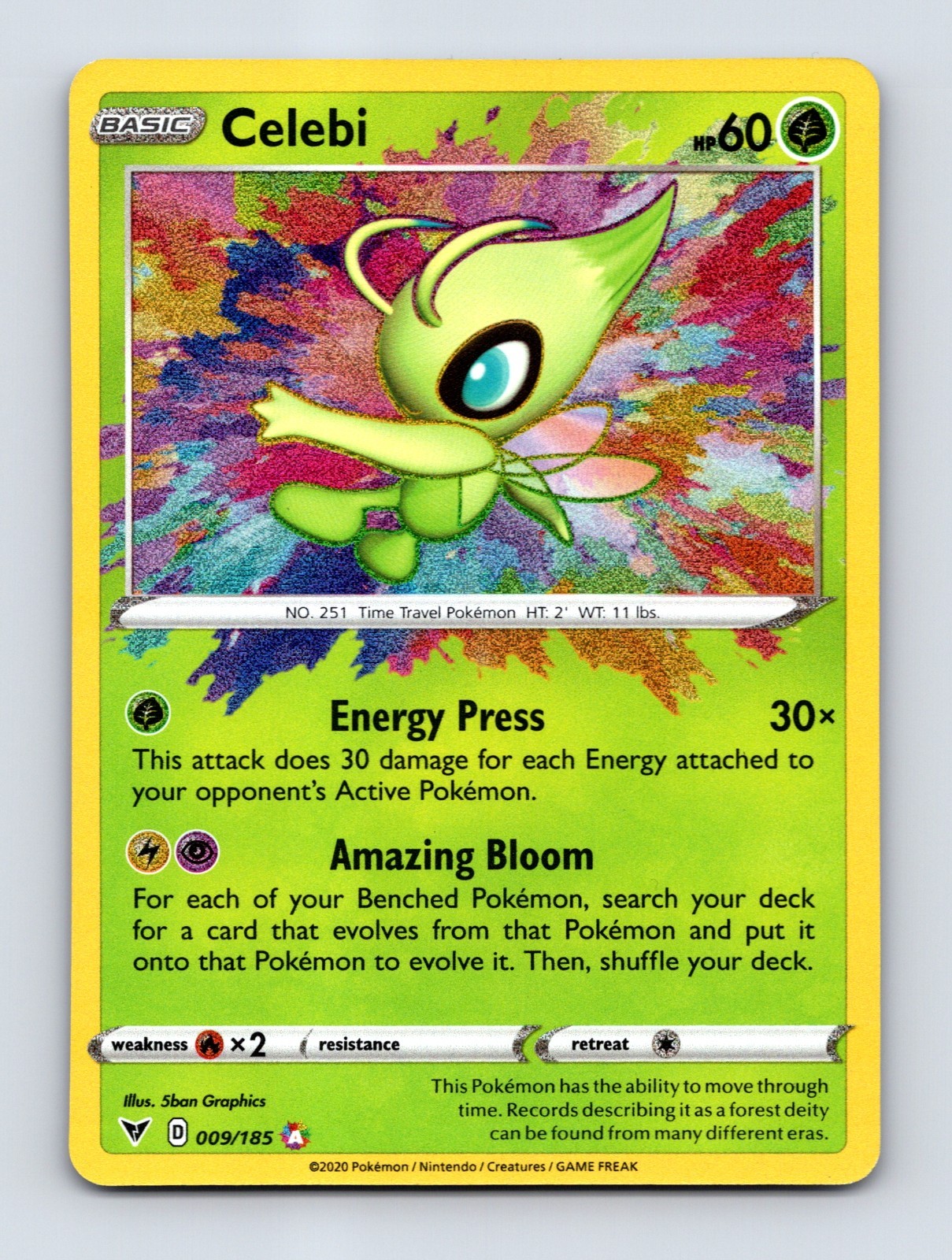 Celebi Holo Amazing Rare SWSH04: Vivid Voltage 009/185 NM Celebi Holo Amazing Rare SWSH04: Vivid Voltage 009/185 NM