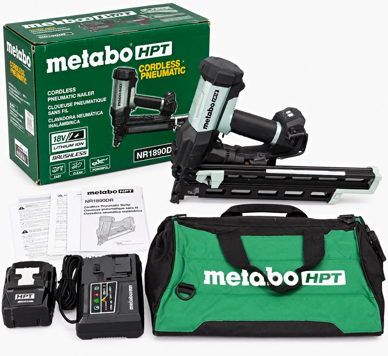 Metabo HPT 18V 21° Cordless Pneumatic 3-1/2 in. Framing Nailer Kit with 10.0 Ah