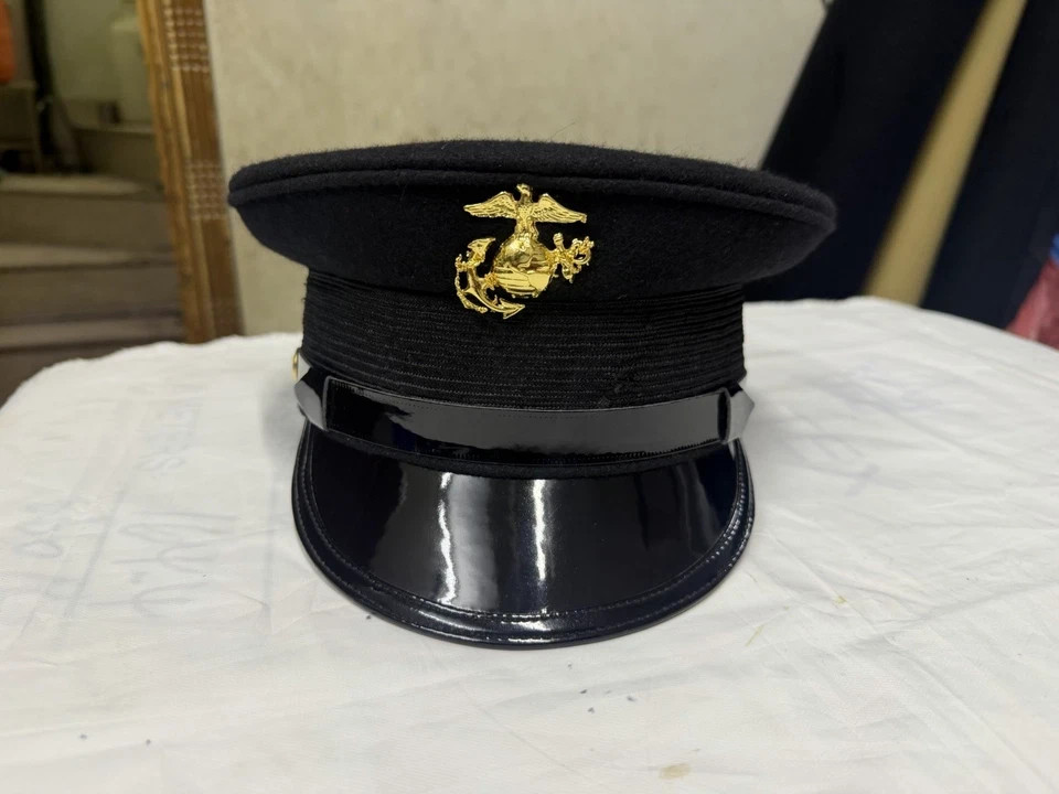WW1 USMC Marine Corps Bell Crown Visor Hat WW1 USMC Marine Corps Bell Crown Visor Hat