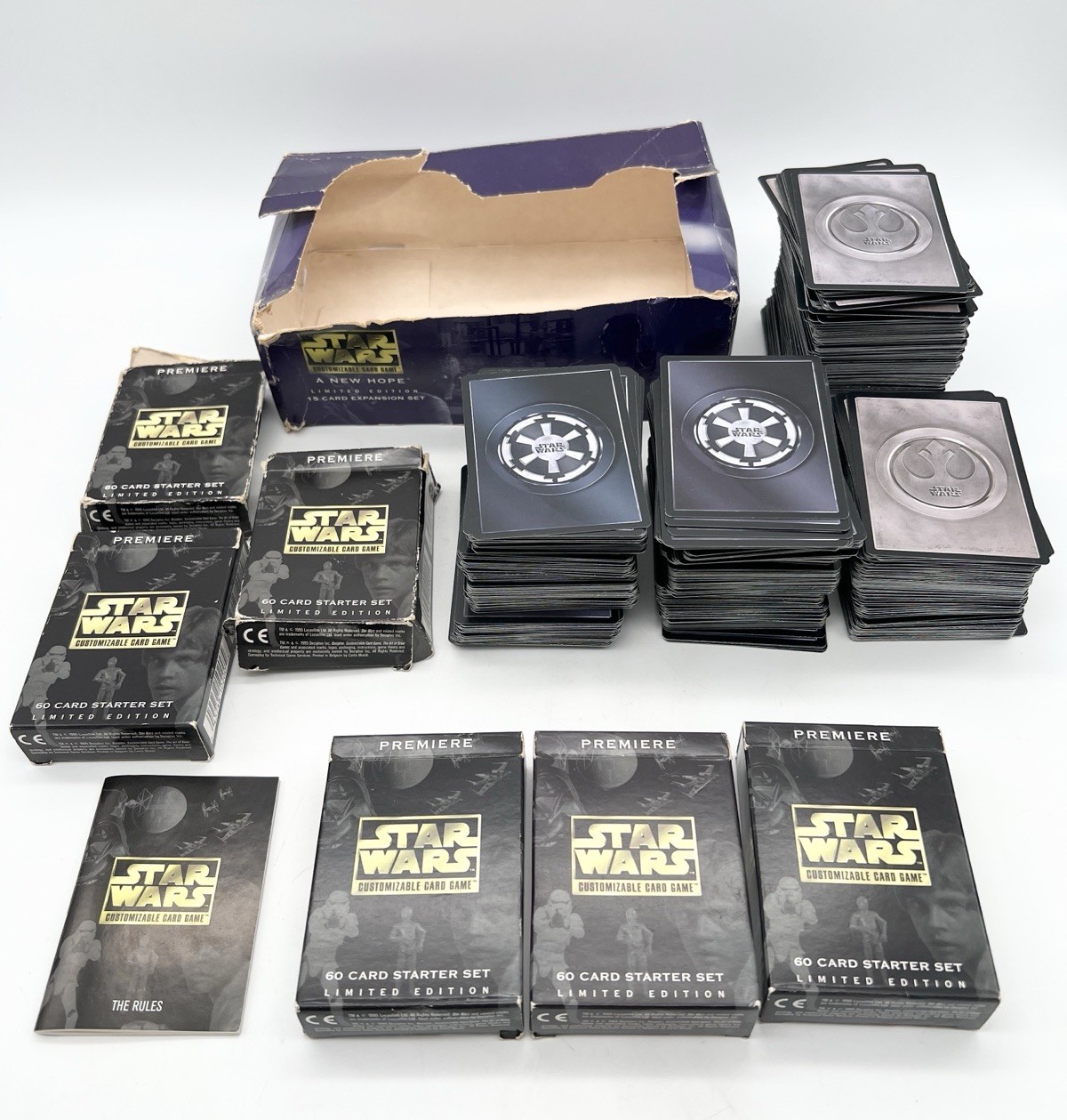 Vintage 1995 Star Wars CCG 825 Card Lot Decipher Premiere Limited Black Border