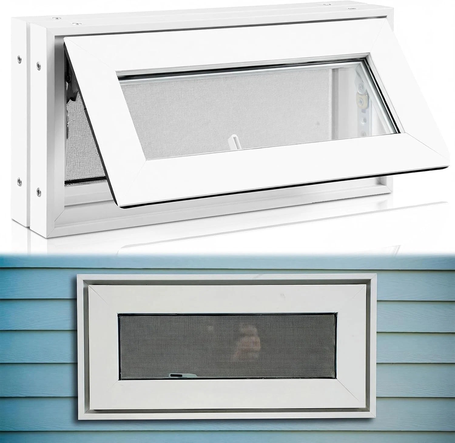 1 Pcs 16'' X 8'' Small Basement Windows White Vinyl Bathroom Window Shed Window 1 Pcs 16'' X 8'' Small Basement Windows White Vinyl Bathroom Window Shed Window