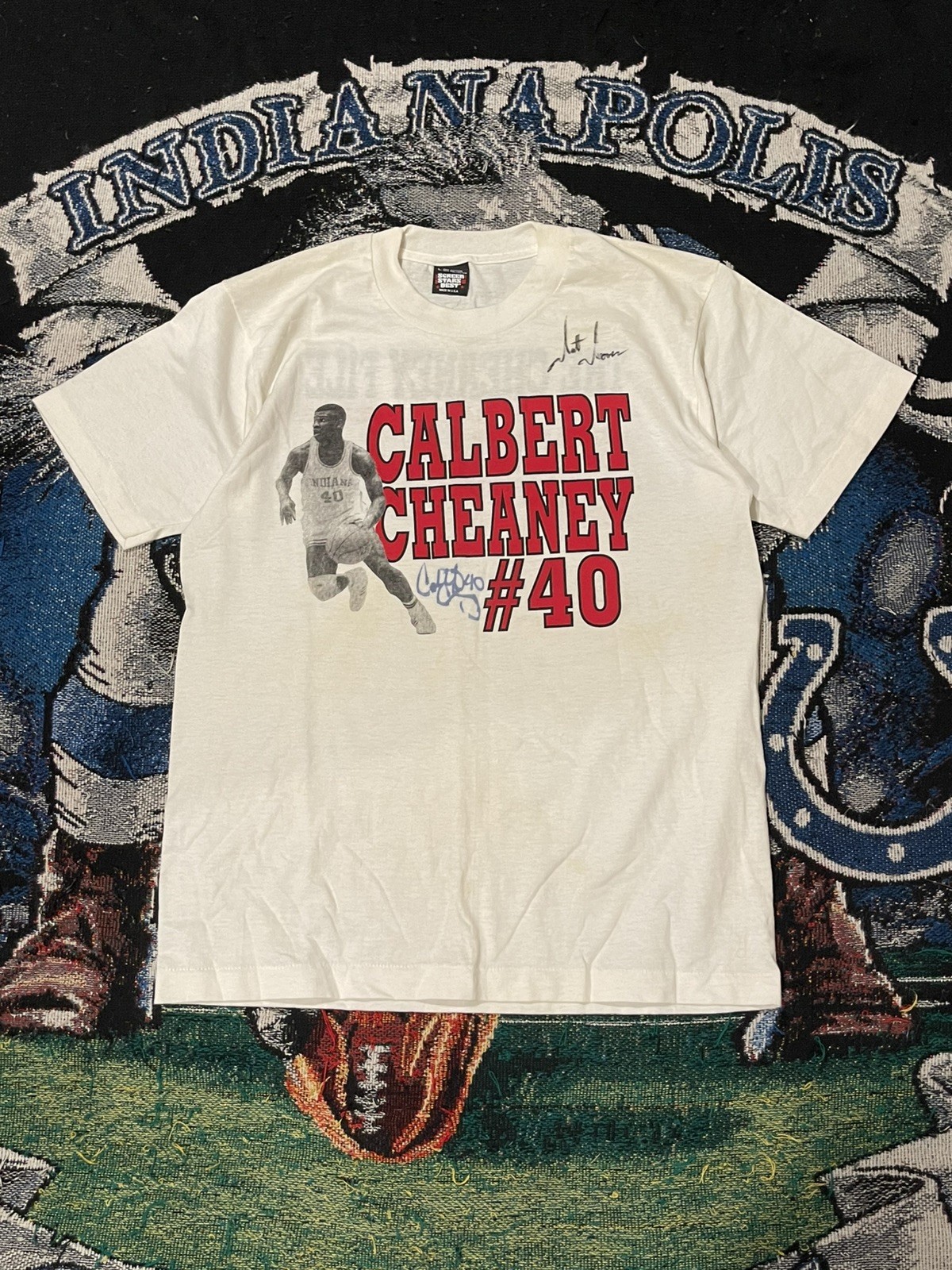 Rare SIGNED Vintage Calbert Cheaney 90\'s t-shirt NBA Indiana Pacers/Hoosiers Rare SIGNED Vintage Calbert Cheaney 90\'s t-shirt NBA Indiana Pacers/Hoosiers