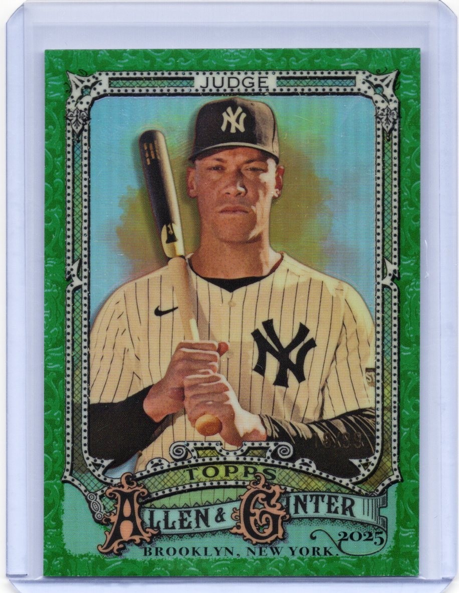Topps 2025 Allen & Ginter Chrome Aaron Judge Green Refractor /99 Yankees #122 Topps 2025 Allen & Ginter Chrome Aaron Judge Green Refractor /99 Yankees #122