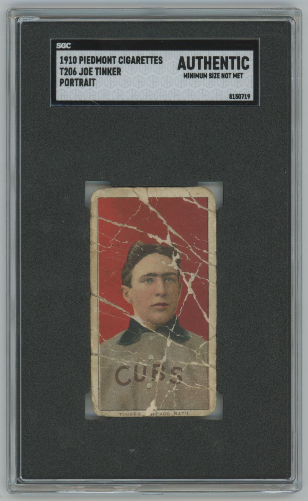 Joe Tinker 1910 Piedmont Cigarettes T206 SGC Chicago Cubs Joe Tinker 1910 Piedmont Cigarettes T206 SGC Chicago Cubs