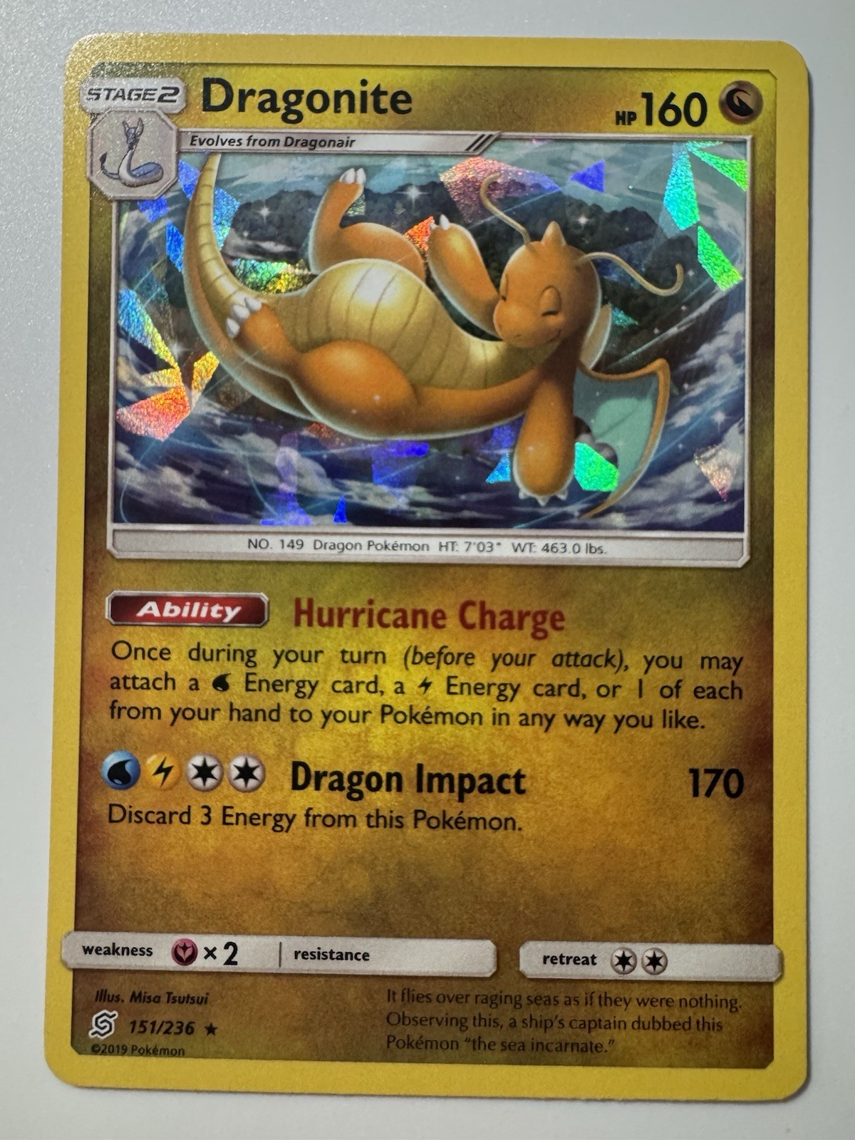 Cracked Ice ❄️ Dragonite 151/236 Holo Unified Minds 2019 Pokemon TCG NM