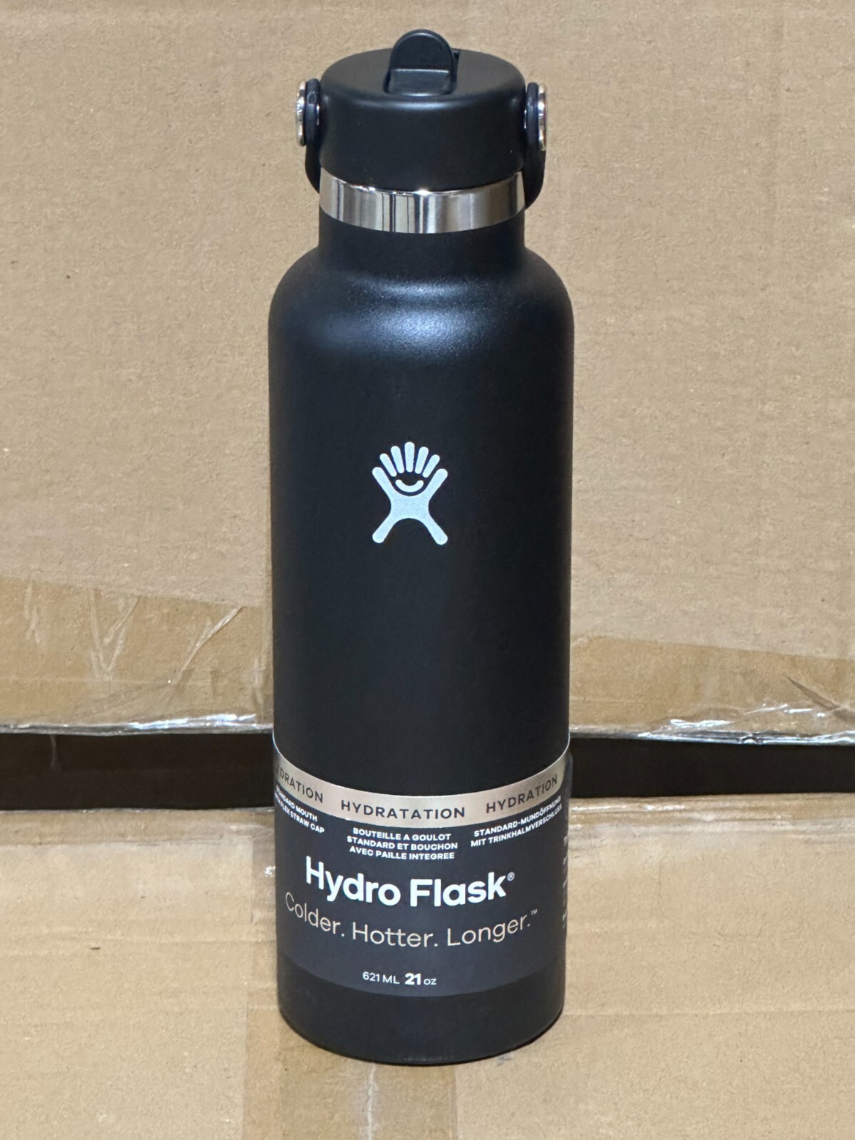 HYDRO FLASK-STANDARD MOUTH WITH FLEX STRAW CAP WATER BOTTLE-BLACK 621 ML/21 OZ HYDRO FLASK-STANDARD MOUTH WITH FLEX STRAW CAP WATER BOTTLE-BLACK 621 ML/21 OZ