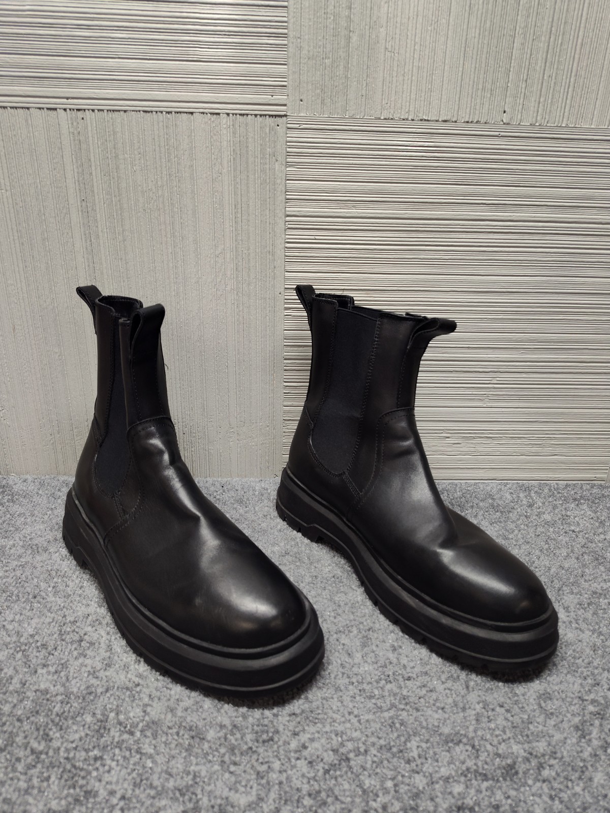 Franco Fortini Men Chelsea Boot Shoe 11M Black Leather Ankle Track Sole Pull On Franco Fortini Men Chelsea Boot Shoe 11M Black Leather Ankle Track Sole Pull On