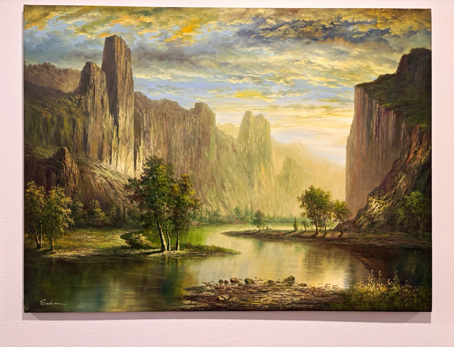 Large 48x36” Original Landscape Painting – Signed Sunderman – Canvas Wall Art