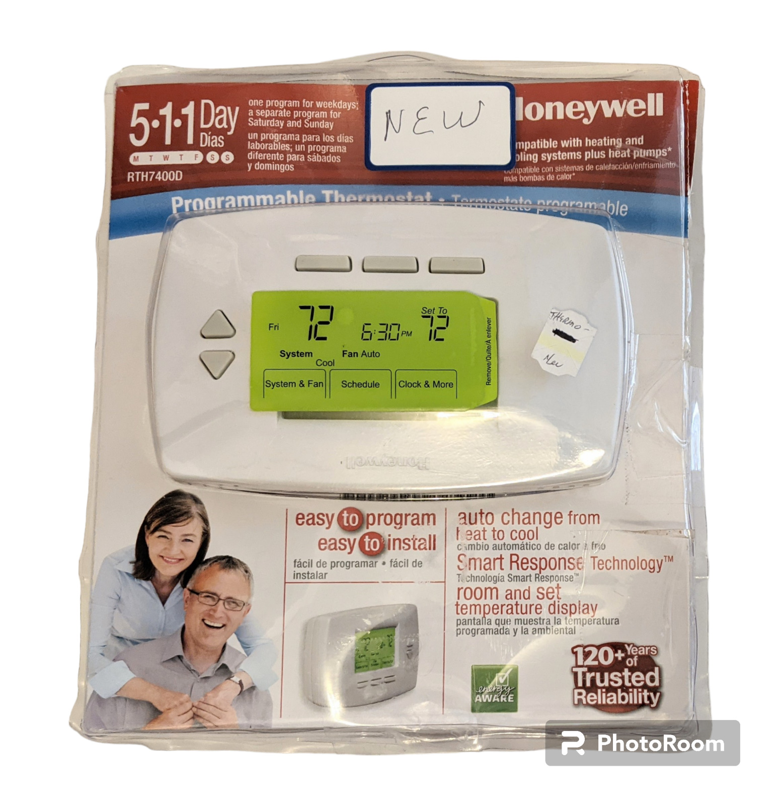 HONEYWELL 5-1-1 Day Digital Thermostat Programmable RTH7400D Conventional