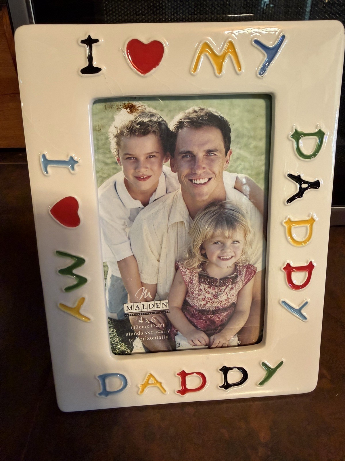 I Love My Daddy Frame 4x6 Vintage Father’s Day Gift Heart Crayon Front Vintage