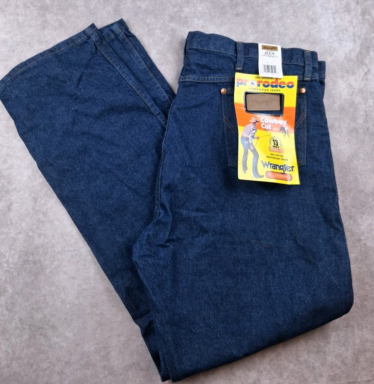 Vintage Wrangler Jeans 13MWZ Mens 42x34 Cowboy Cut Pro Rodeo USA Fabric 90s