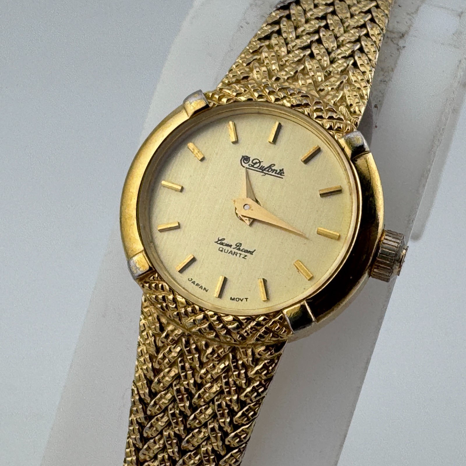 VTG Lucien Piccard Dufonte Japan Quartz Watch Women Gold Tone Mesh New Battery