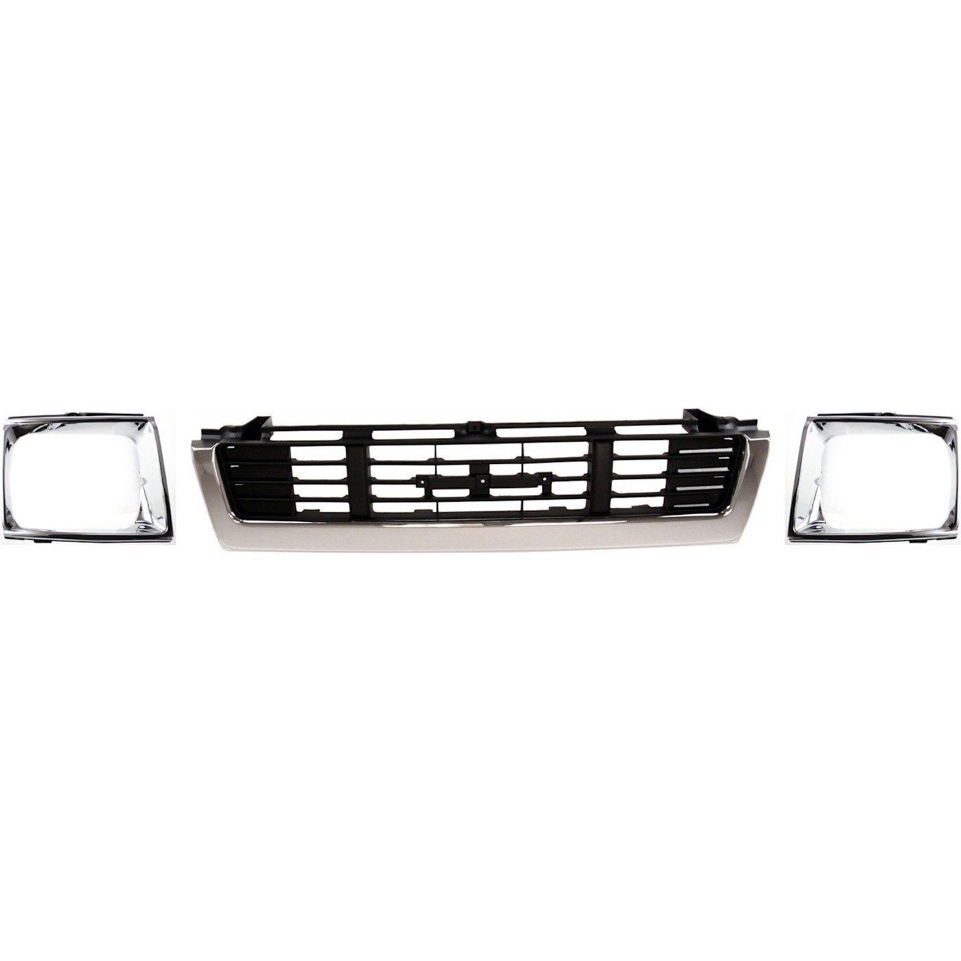 Grille and Headlight Door Kit For 1989-91 Toyota Pickup Center 4WD Chrome Shell