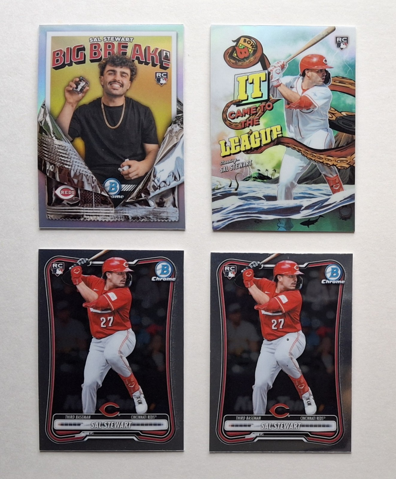 4 card - SAL STEWART - 2026 Bowman Chrome (RC), Rookie insert QTY 4 card - SAL STEWART - 2026 Bowman Chrome (RC), Rookie insert QTY