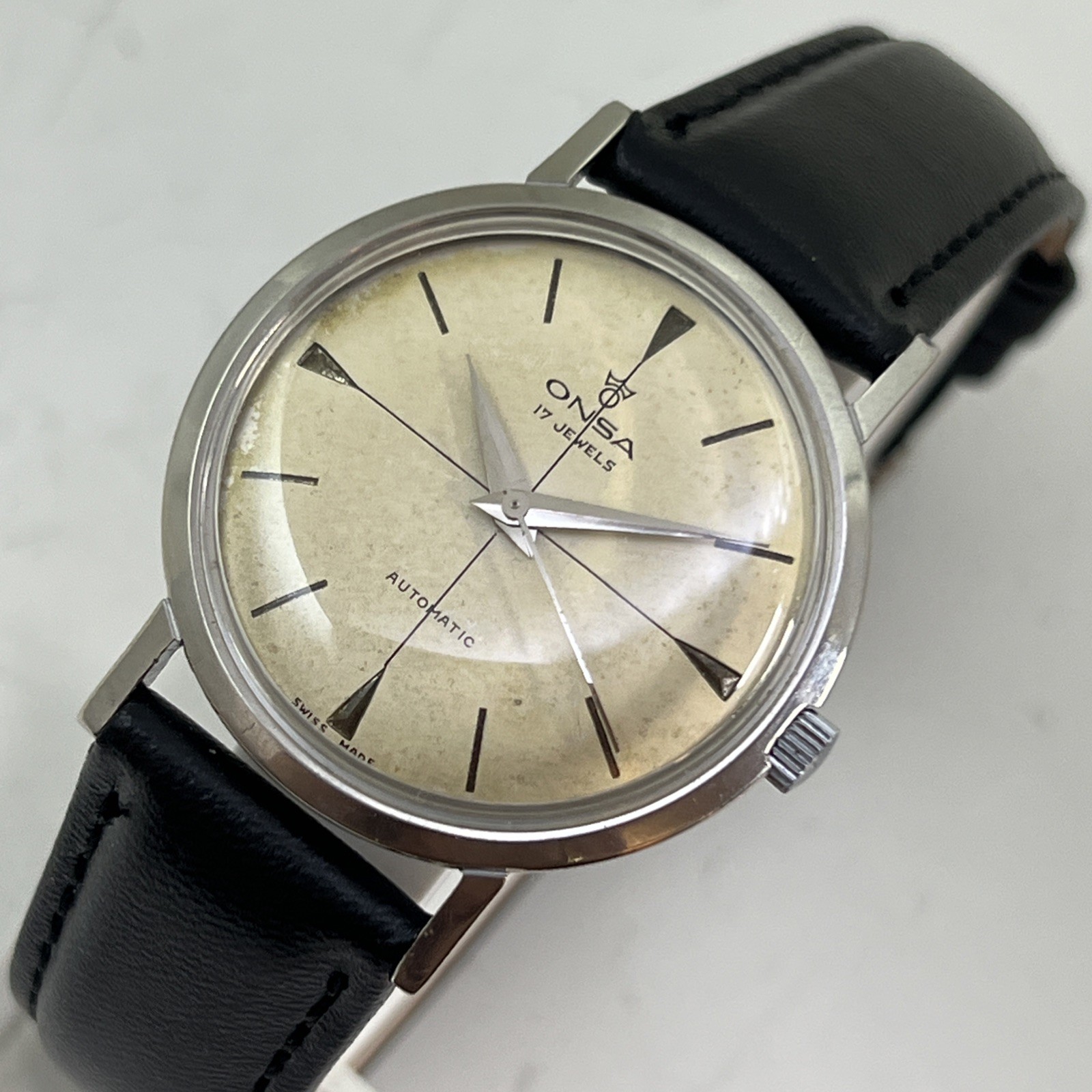 Exquisite Vintage 1960’s Man’s ONSA Automatic Aged Dial Fully Serviced WARRANTY Exquisite Vintage 1960’s Man’s ONSA Automatic Aged Dial Fully Serviced WARRANTY