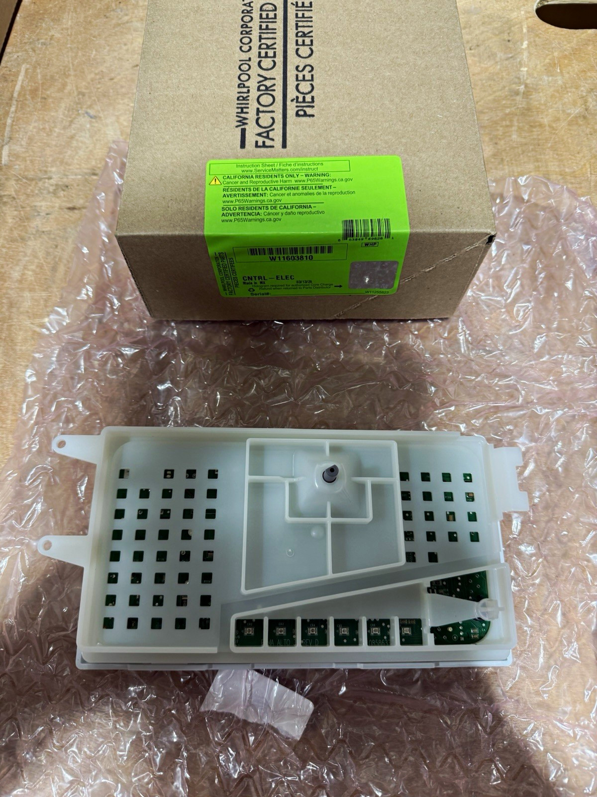 *OEM* Whirlpool Electronic Control Board W11603810 / W11578565 White Plastic *OEM* Whirlpool Electronic Control Board W11603810 / W11578565 White Plastic