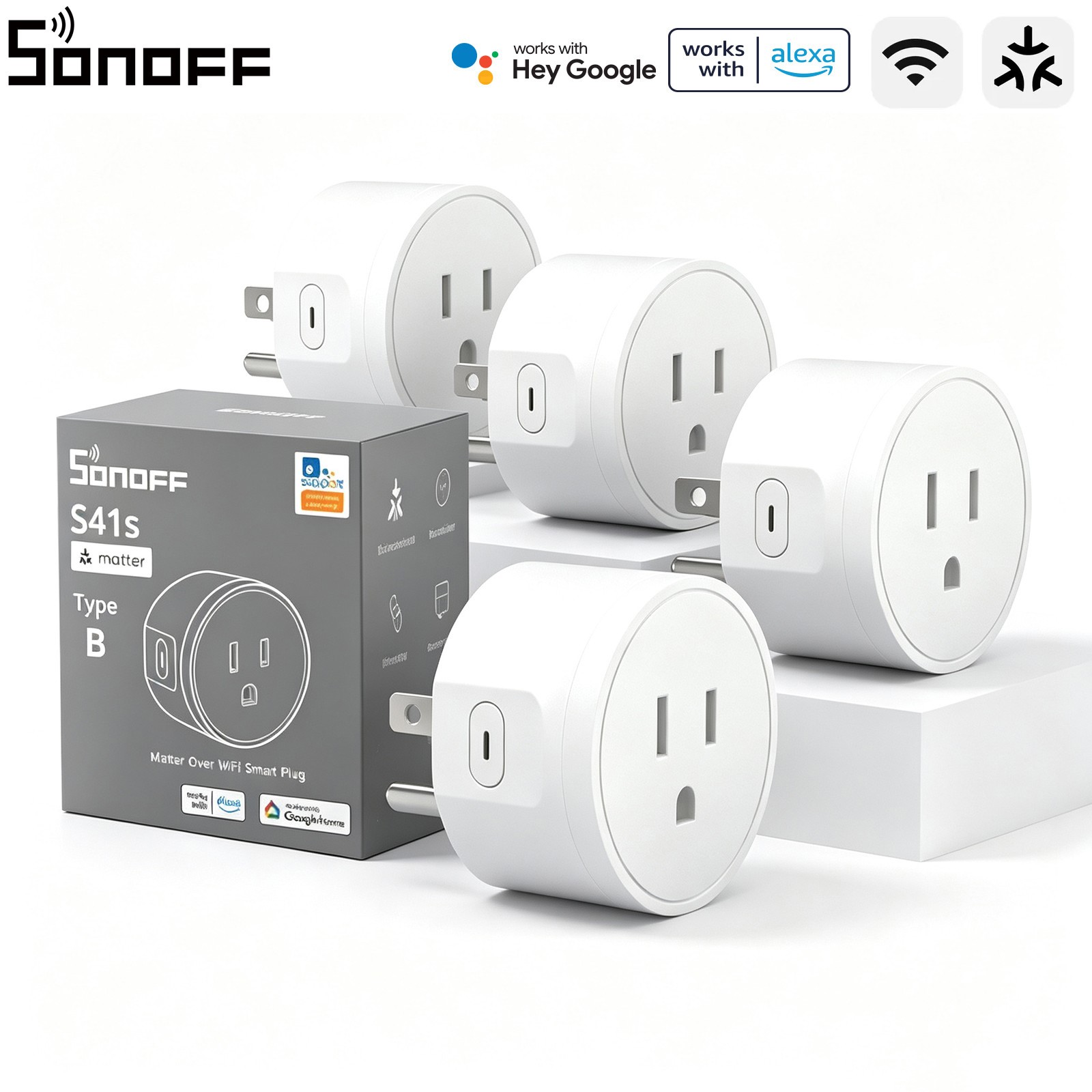 4x SONOFF Wifi Smart Plug 15A Timer Schedule Matter Smart Outlet Wireless Socket