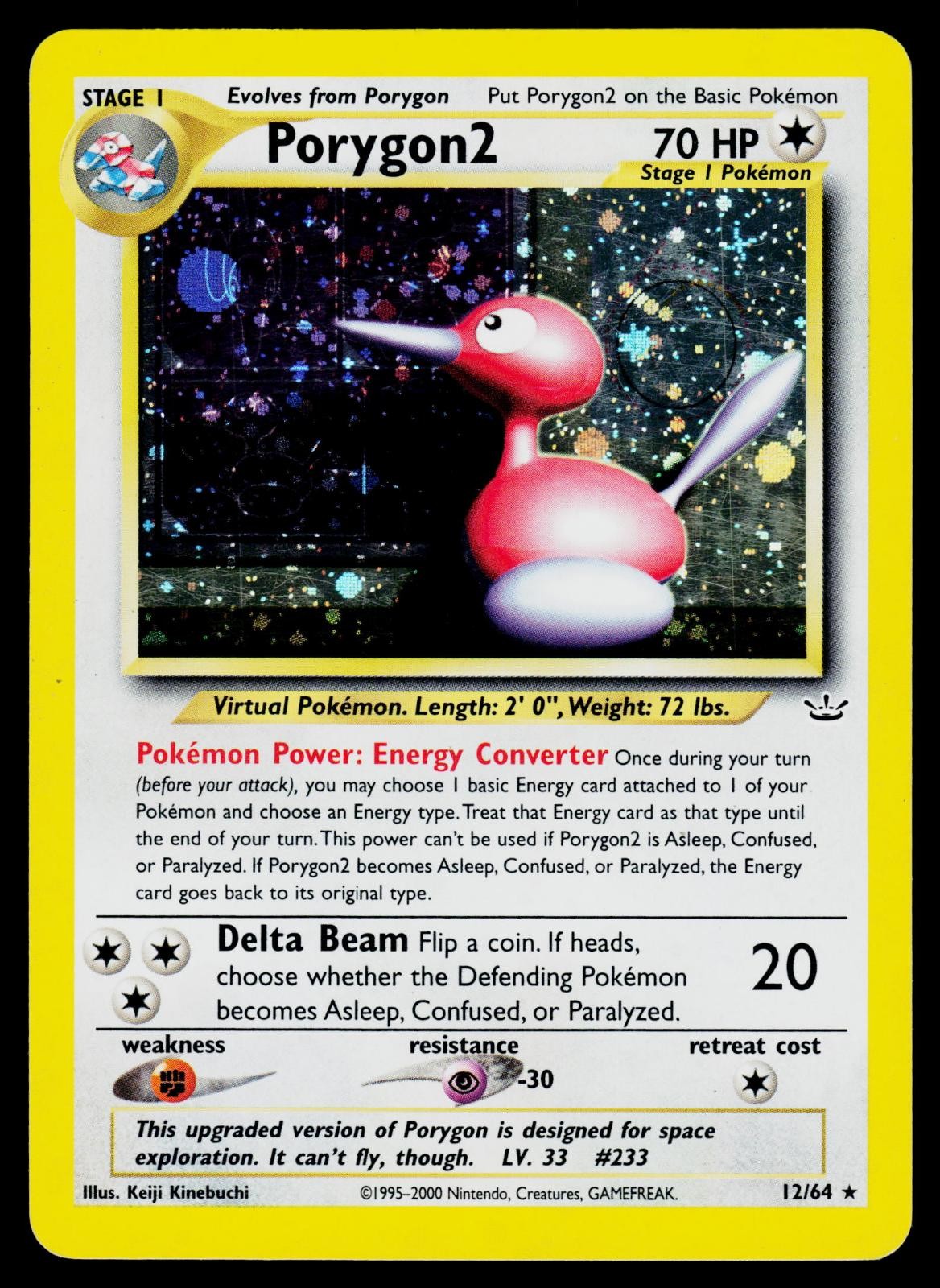 Porygon2 12/64 Rare Neo Revelation Pokemon Unlimited Holo Lightly Played Porygon2 12/64 Rare Neo Revelation Pokemon Unlimited Holo Lightly Played
