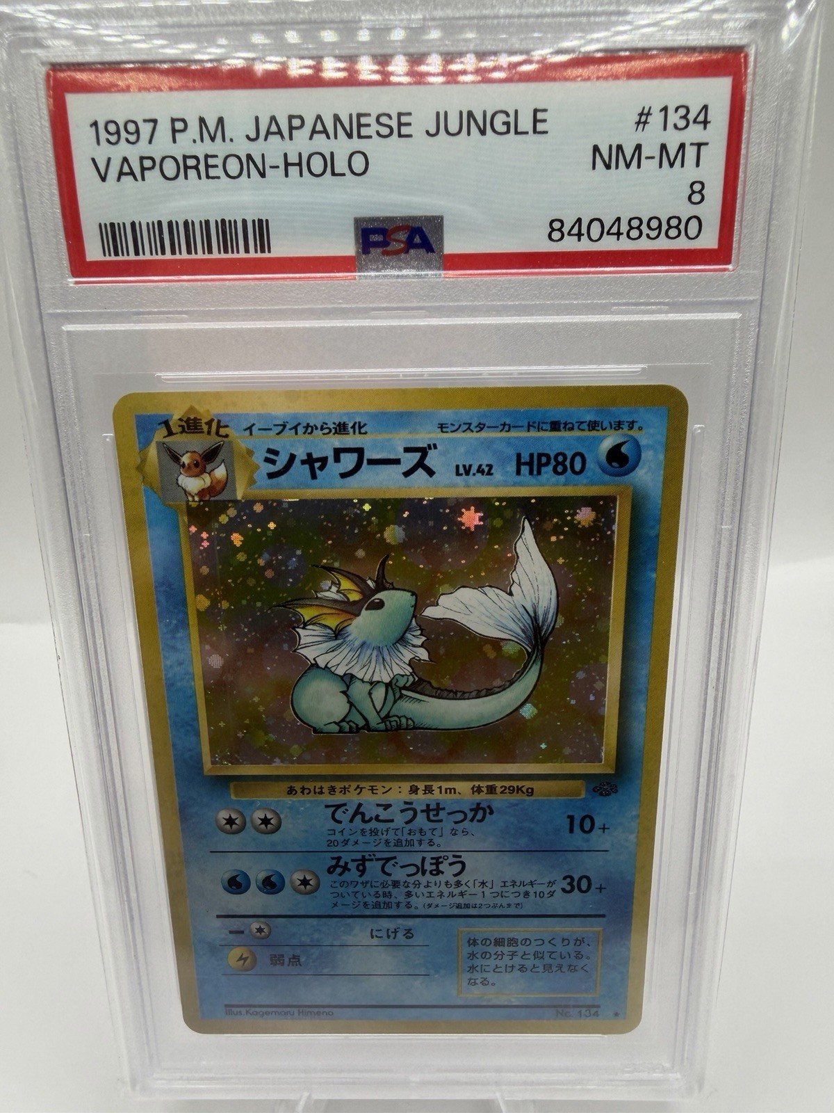 1997 POKEMON JAPANESE JUNGLE #134 VAPOREON-HOLO | PSA 8 1997 POKEMON JAPANESE JUNGLE #134 VAPOREON-HOLO | PSA 8