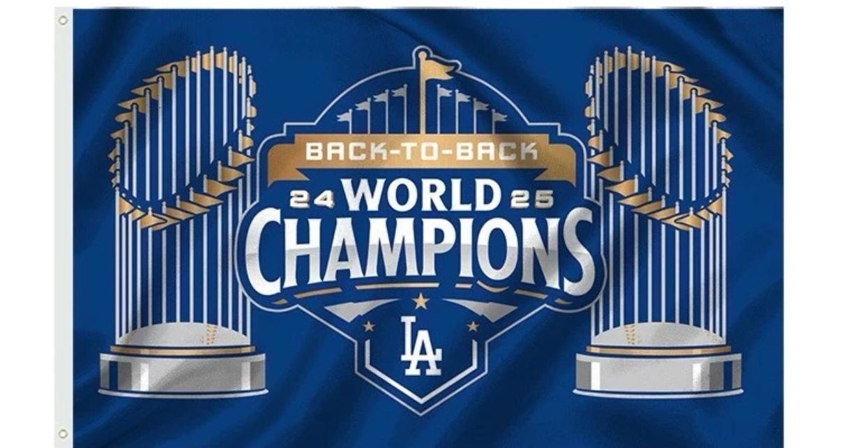 LA Dodgers 2024 2025 Back To Back World Series 3x5 Ft Flag Banner LA Dodgers 2024 2025 Back To Back World Series 3x5 Ft Flag Banner