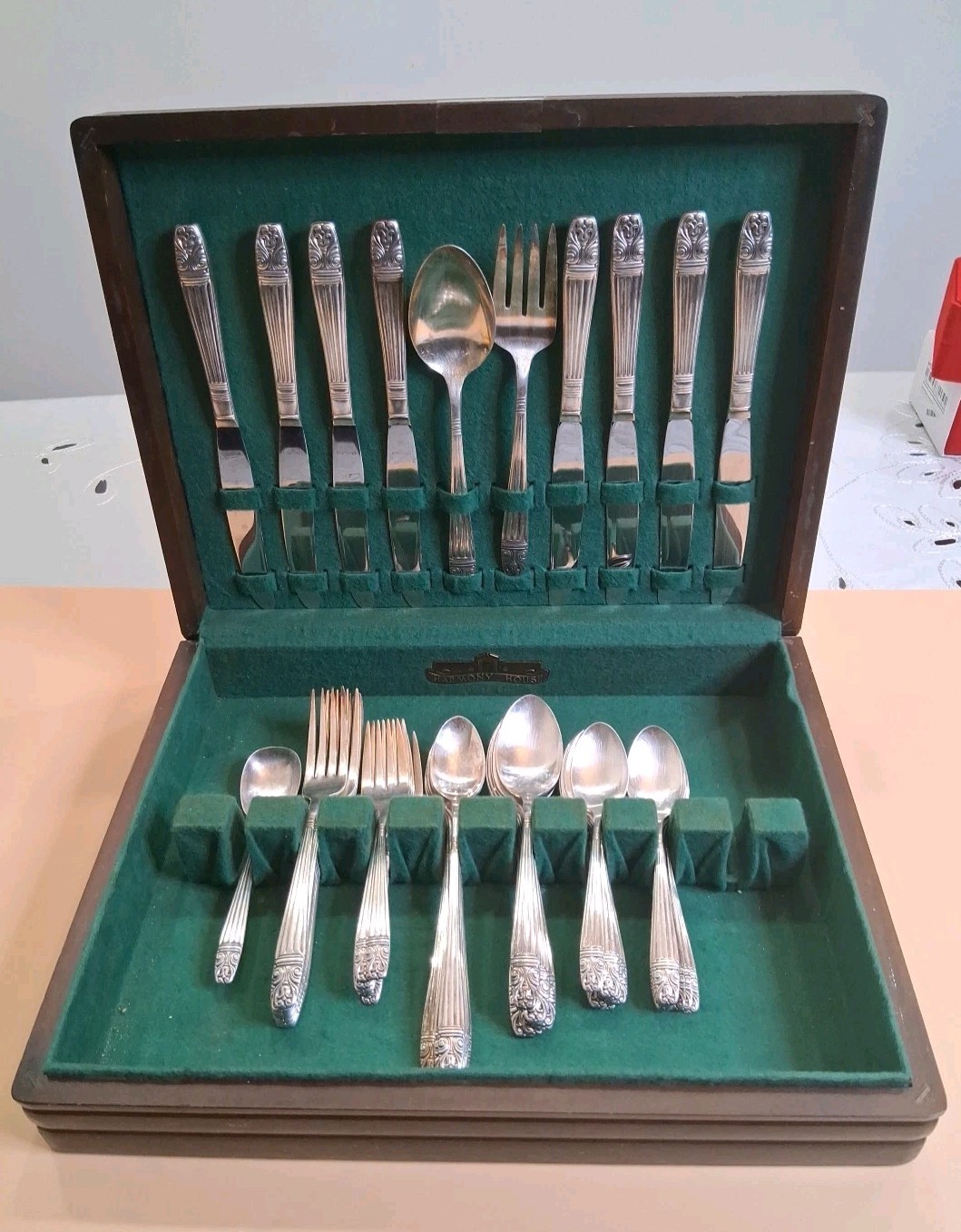 🤩 58 Piece Harmony House AA+  Silver Plate Flatware Set and Box 