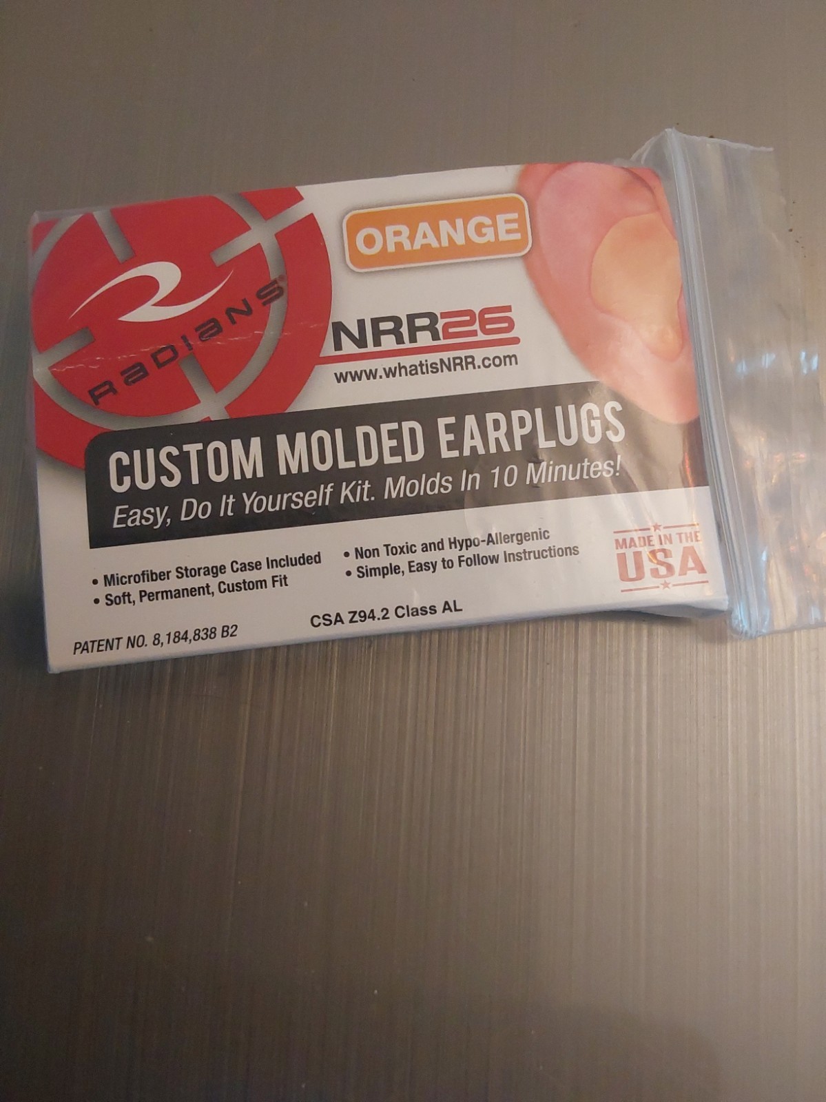 Radians Custom Molded Earplugs Orange NRR 26 manufacture date of April 2026 Radians Custom Molded Earplugs Orange NRR 26 manufacture date of April 2026