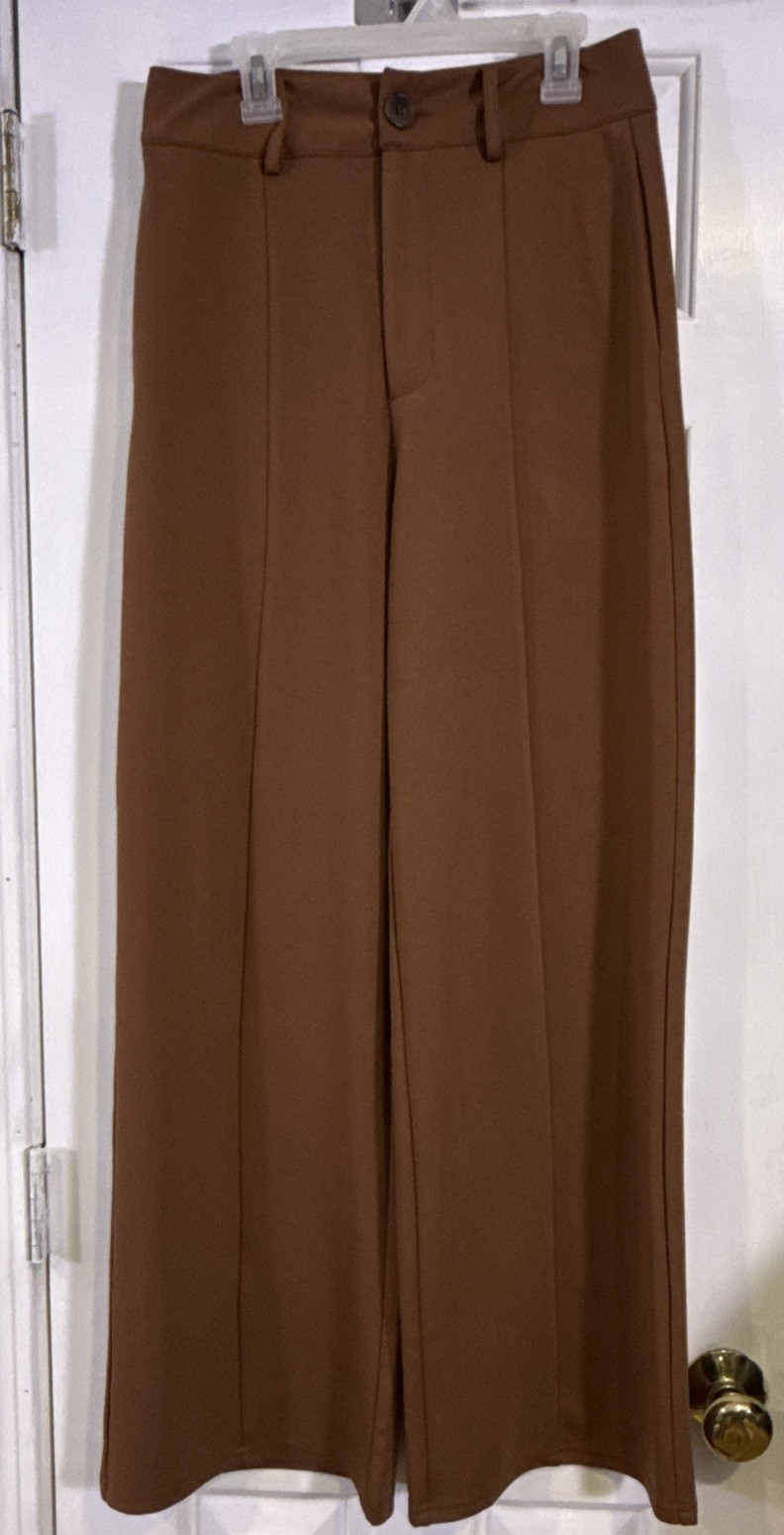 Cider Women’s Small Brown Wide Leg High Rise Stretch Dress Pants Cider Women’s Small Brown Wide Leg High Rise Stretch Dress Pants