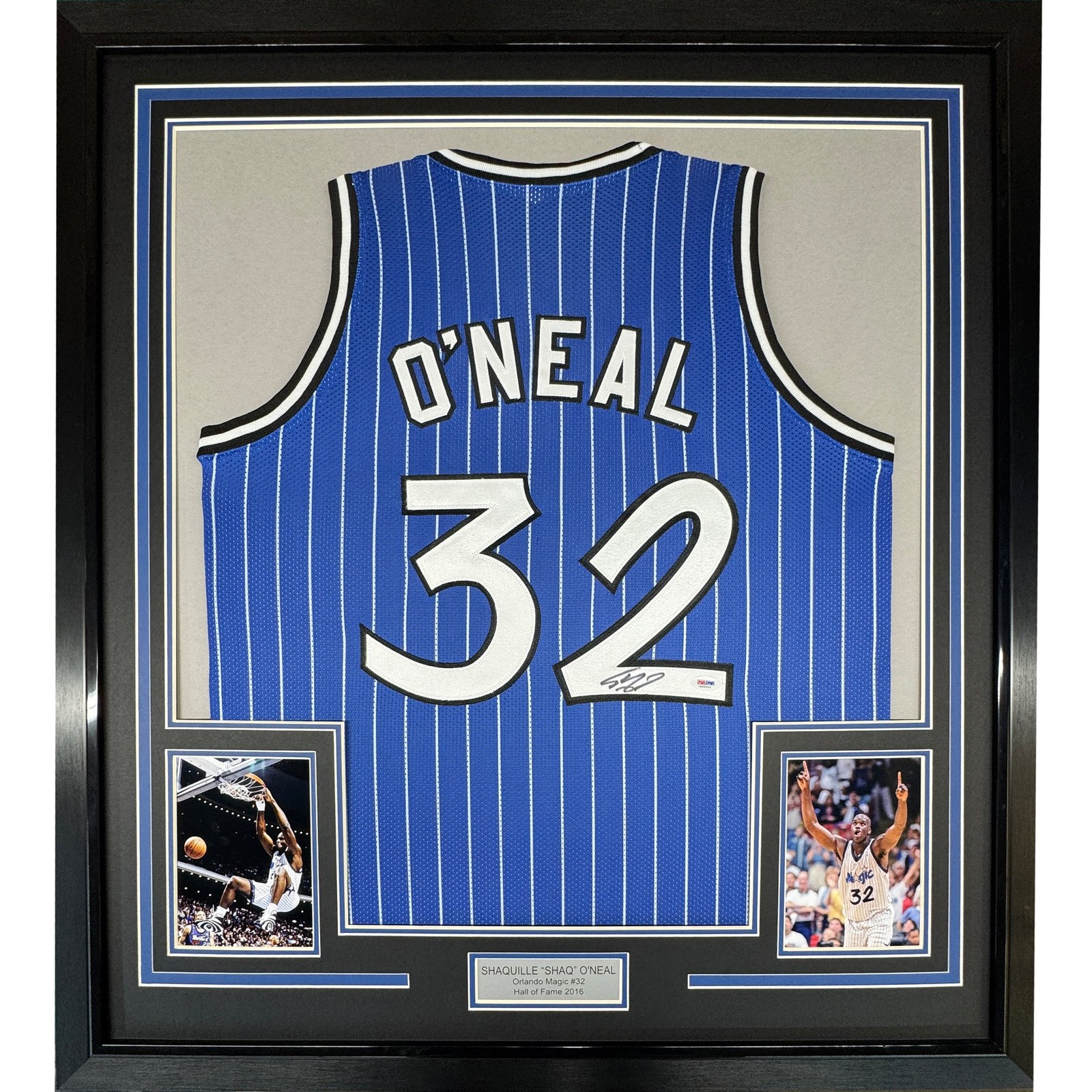 FRAMED Signed SHAQUILLE O\'NEAL 35x39 Orlando Blue Jersey Beckett COA FRAMED Signed SHAQUILLE O\'NEAL 35x39 Orlando Blue Jersey Beckett COA
