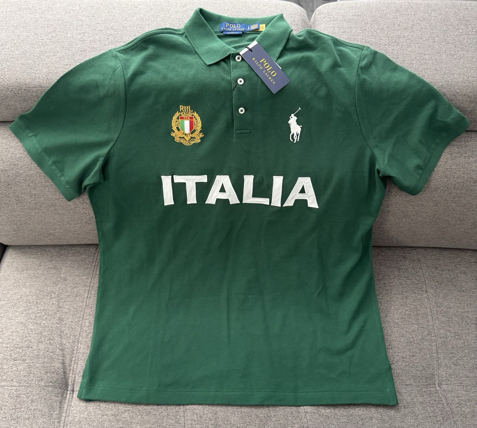 Ralph Lauren Men’s Classic Fit Green Italy World Cup 26 Polo New