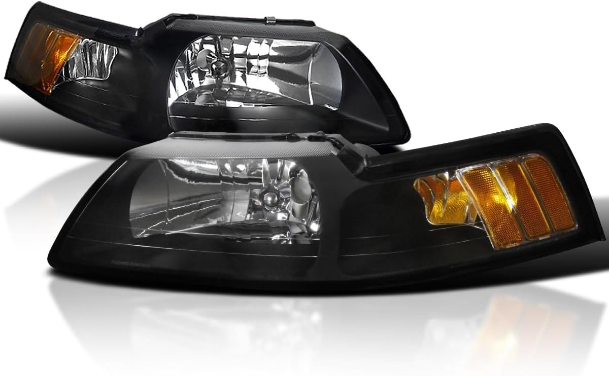 Black Headlights For 1999-2004 Ford Mustang