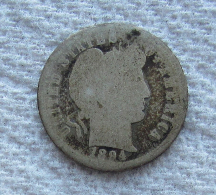 1894-O Barber Silver Dime Rare Key Date New Orleans Worn Cleaned Hole Filler