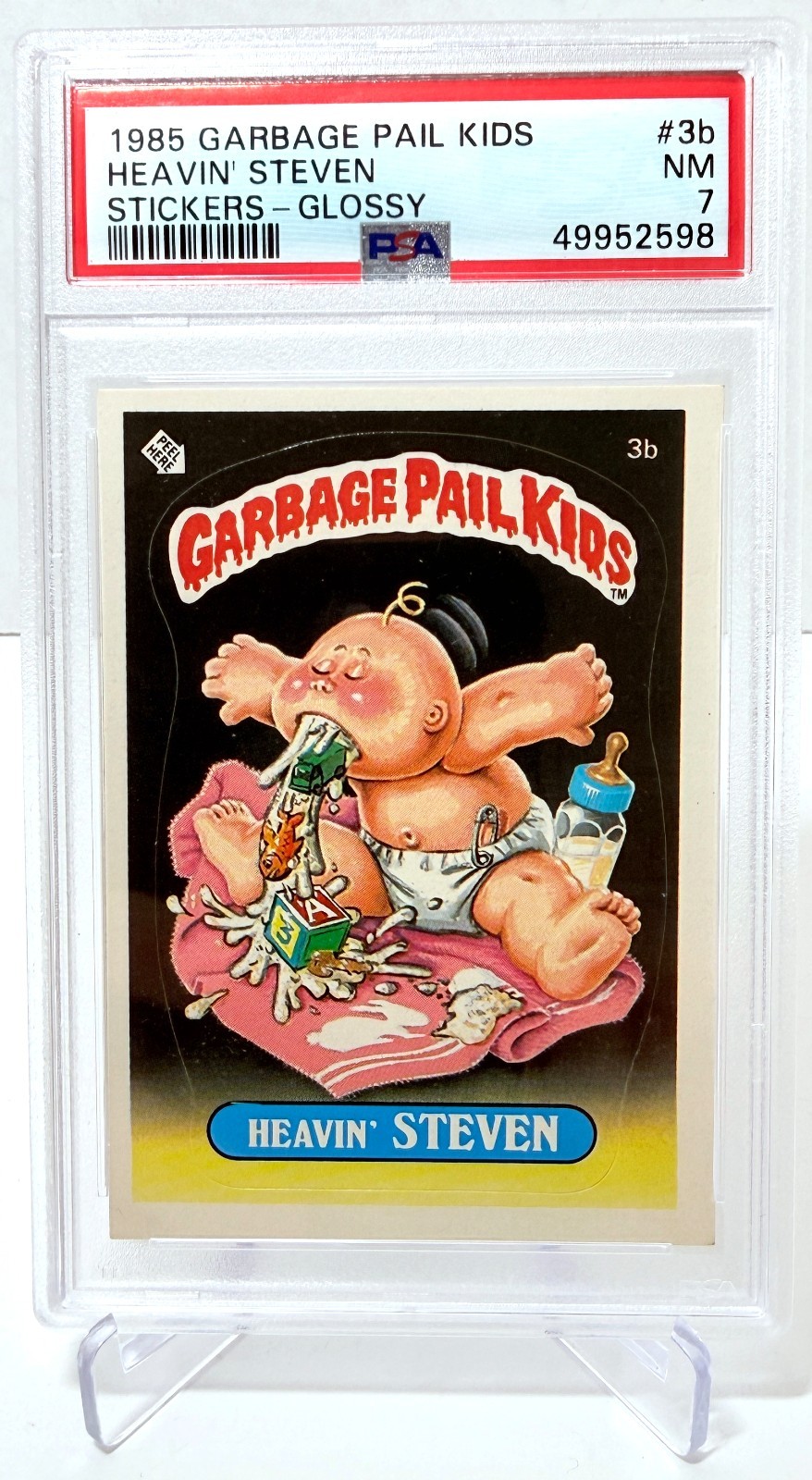 1985 Topps Garbage Pail Kids Series 1 - #3b Heavin' Steven - PSA 7 NM 1985 Topps Garbage Pail Kids Series 1 - #3b Heavin' Steven - PSA 7 NM