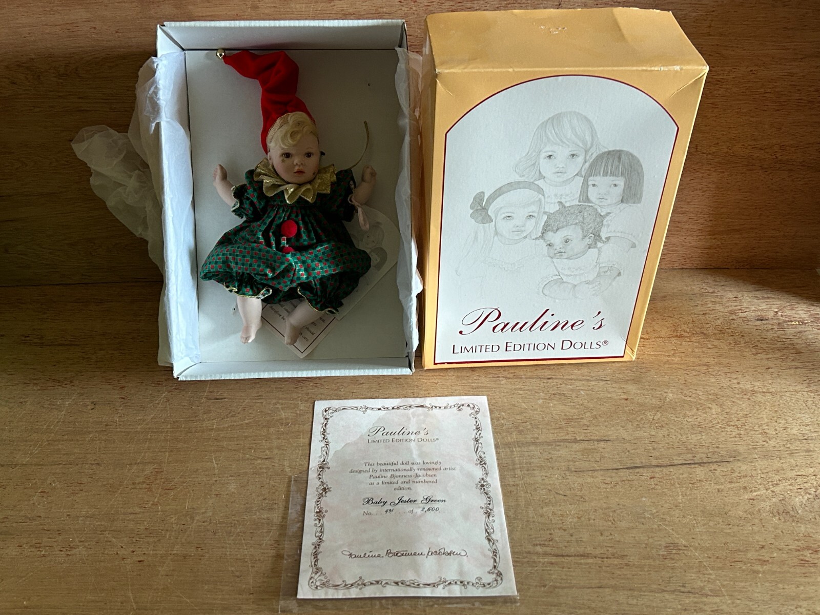 Pauline Baby Jester Doll Green Jumpsuit COA 8\
