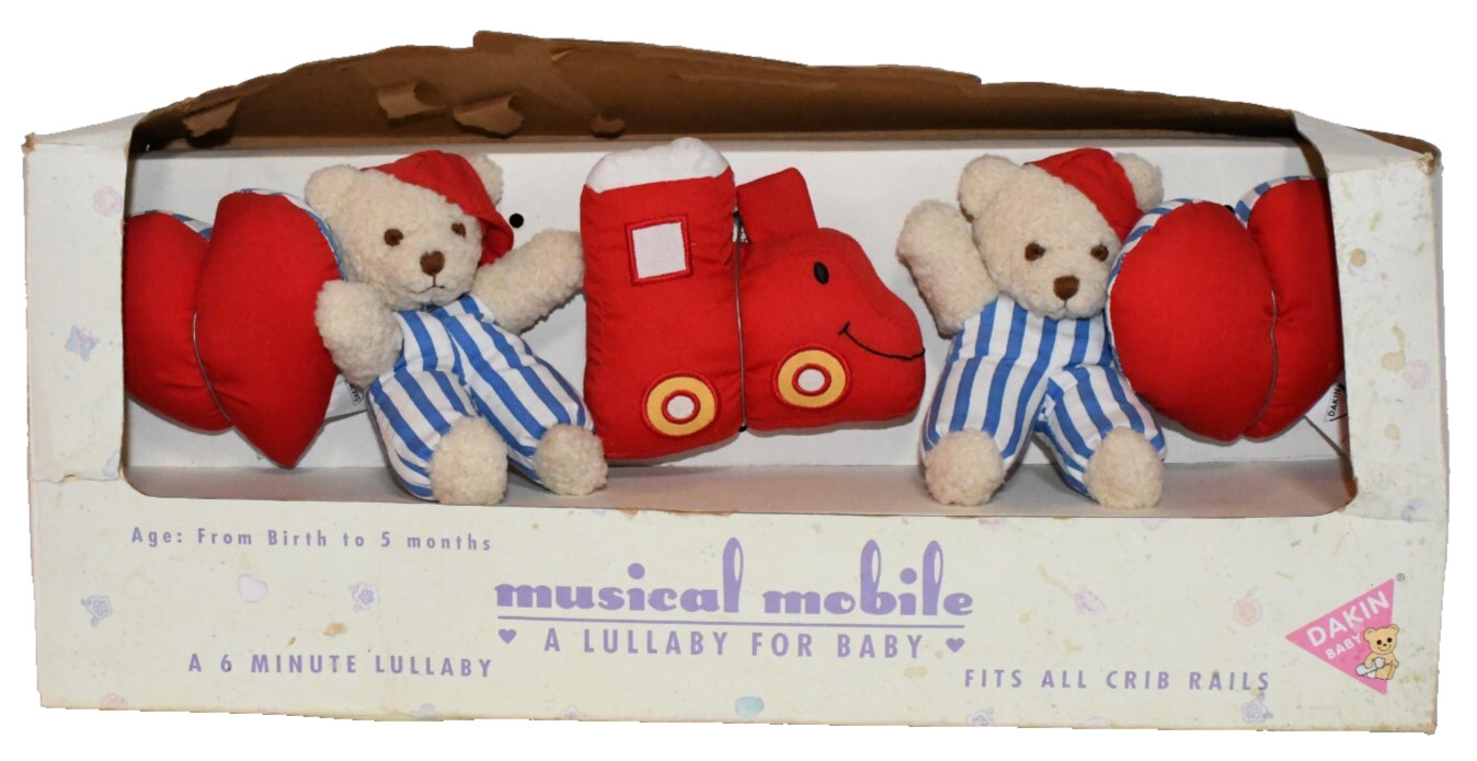 New in Box VTG 1996 DAKIN Baby Applause Teddy Bear Musical Mobile 