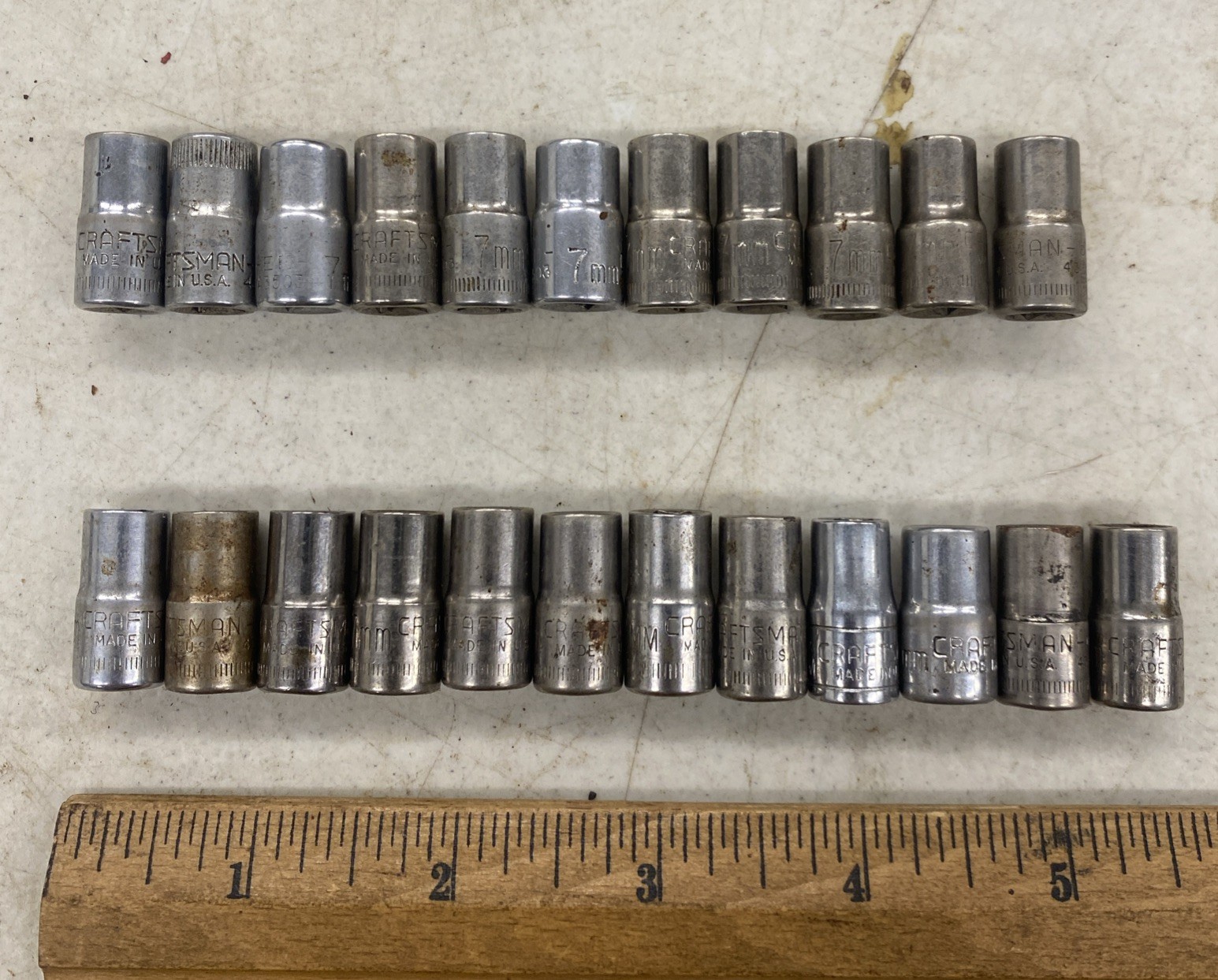 20+ pieces Lot Vintage Craftsman USA Made 1/4 Drive, 7mm Sockets READ, M0567L 20+ pieces Lot Vintage Craftsman USA Made 1/4 Drive, 7mm Sockets READ, M0567L