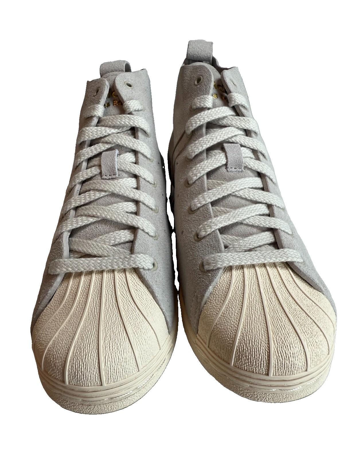 adidas WB Superstar HI Mist Stone / Wonder White / Gold Men Size 4 JQ7633