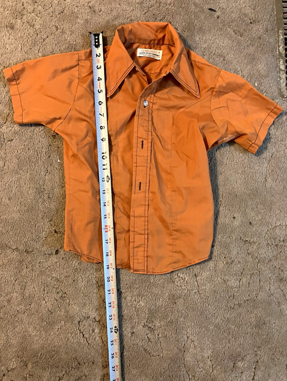 Vintage 70s Brent Montgomery Ward Orange Shirt Size 8 Point Collar Mod Vintage 70s Brent Montgomery Ward Orange Shirt Size 8 Point Collar Mod
