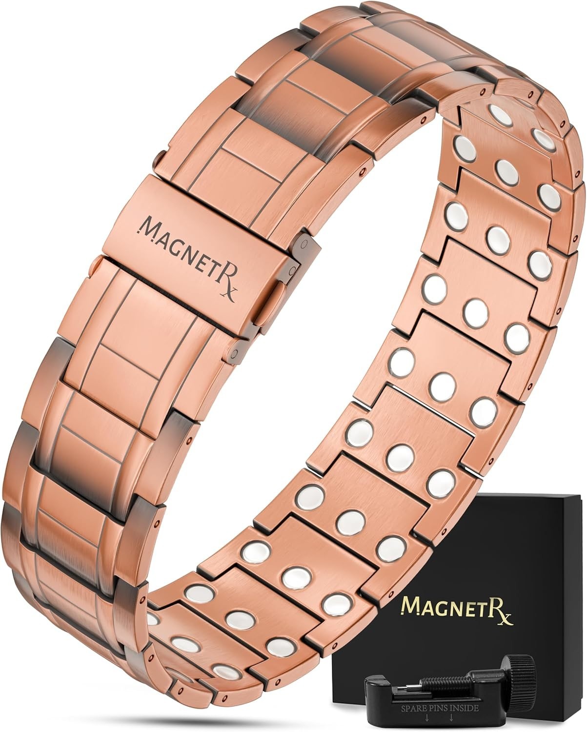 MagnetRX® 3X Strength Copper Bracelet for Men with Magnets Over Clasp and Adjust MagnetRX® 3X Strength Copper Bracelet for Men with Magnets Over Clasp and Adjust