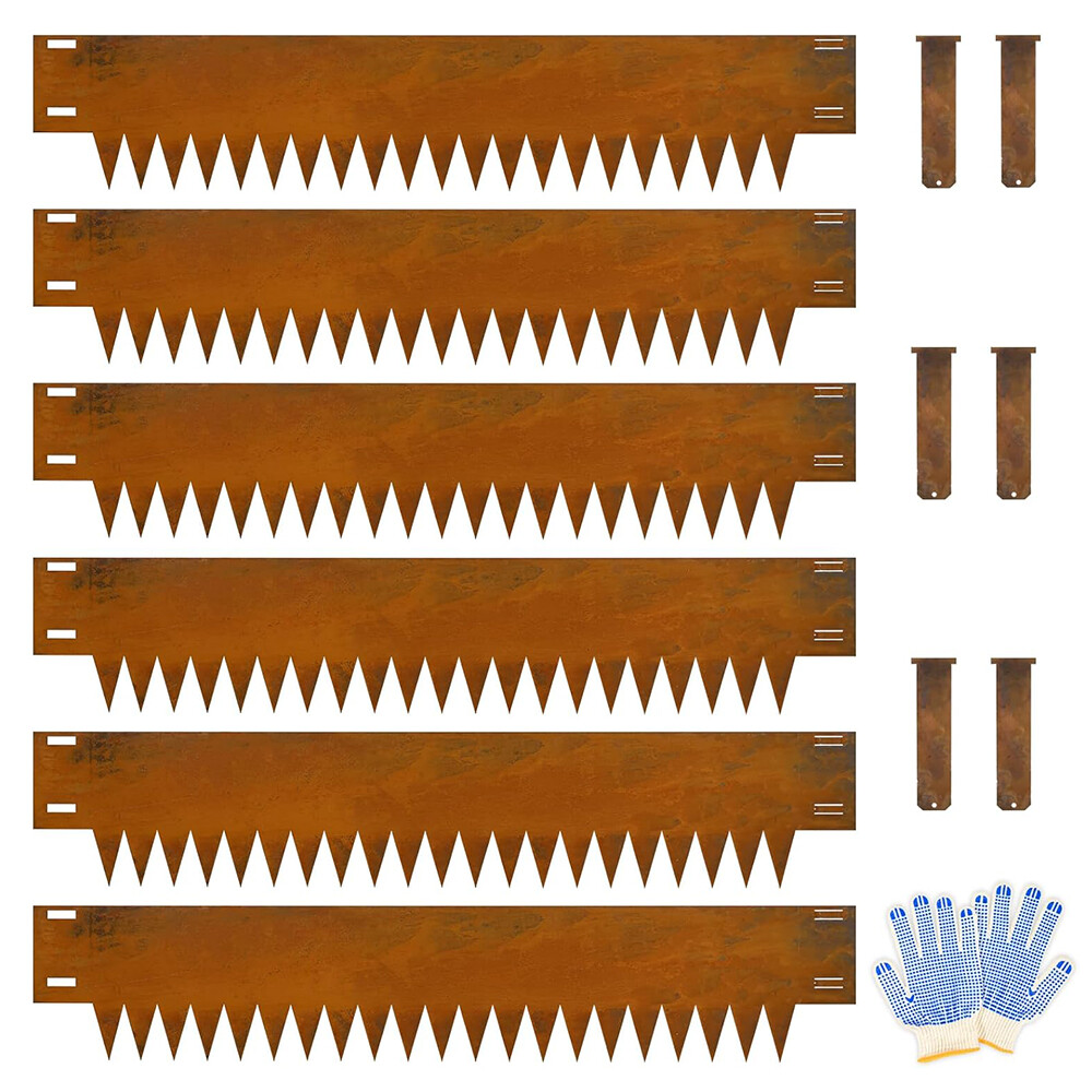 Corten Steel Landscape Edgings 12 Inch x 6 Packs Metal Garden Edging Lawn Border