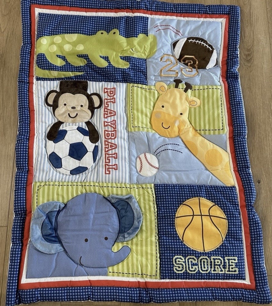 3 Pc Vintage Baby Boy Crib Bedding Set.Comforter,fitted Sheet,Dust Ruffle.no Toy 3 Pc Vintage Baby Boy Crib Bedding Set.Comforter,fitted Sheet,Dust Ruffle.no Toy