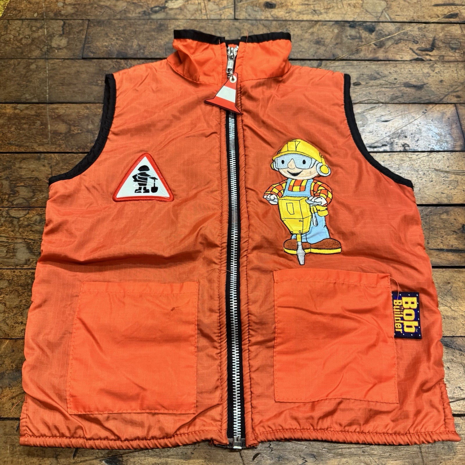 Vintage Bob the Builder Orange Hooded Quilted Vest Full Zip 4T Toddler Y2K Vintage Bob the Builder Orange Hooded Quilted Vest Full Zip 4T Toddler Y2K